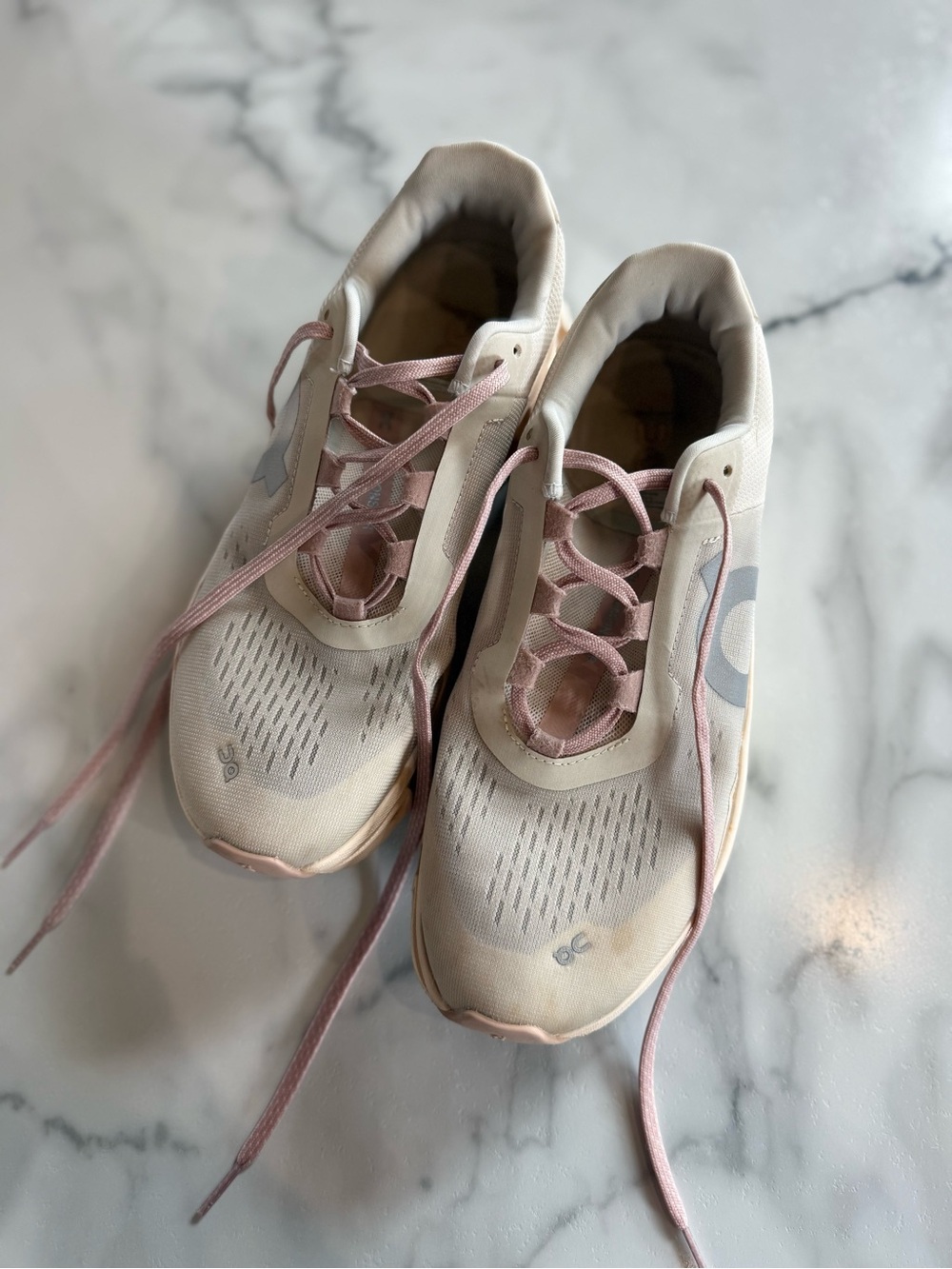 On Clouds Athletic Sneakers in Soft Beige and Blush - Picture 4 of 4